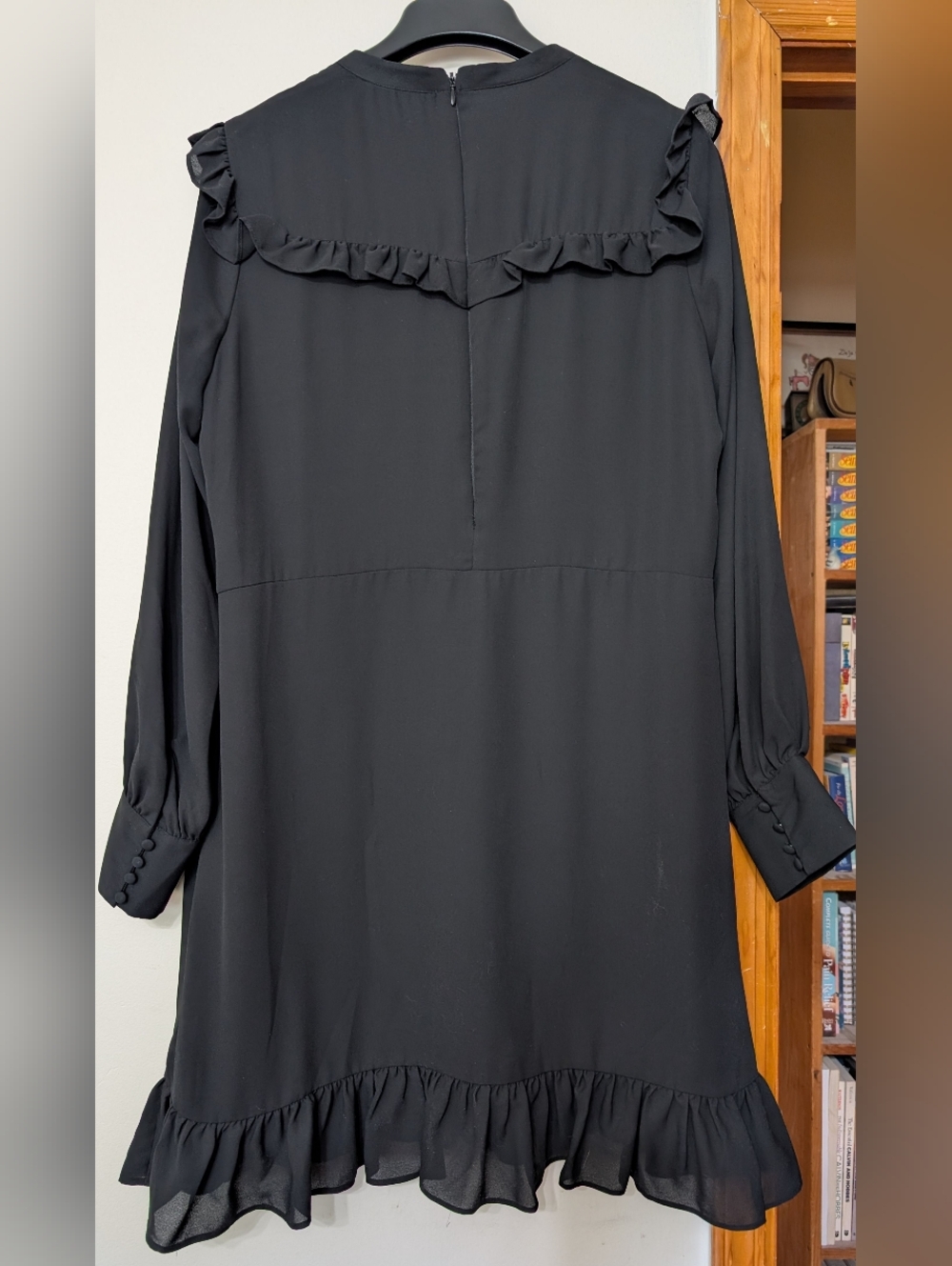 Who What Wear Black Ruffle Long-Sleeve Mini Dress